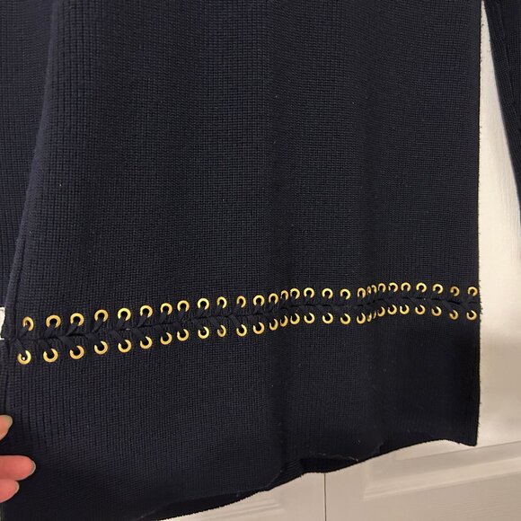 TORY BURCH Harley Sz XS S Navy Blue 100% Wool Turtleneck Long Sweater Coat Set - Picture 12 of 16